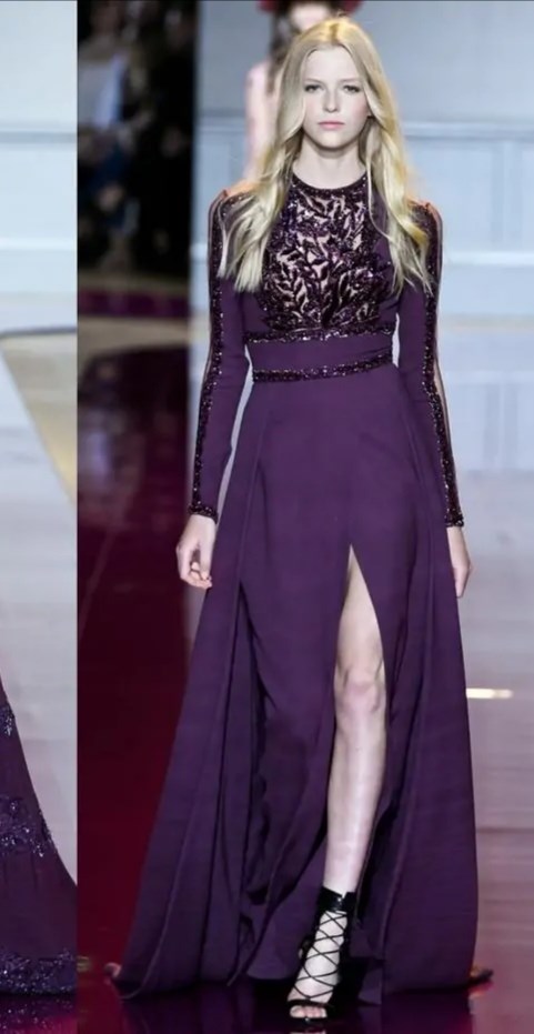 紫色系刺绣蕾丝高定礼服2020-728¥